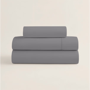Juego de Sábanas Lisas - 100% Microfibra - Incluye 1 o 2 Fundas de Almohada + 1 Sábana Bajera - Gris 7
