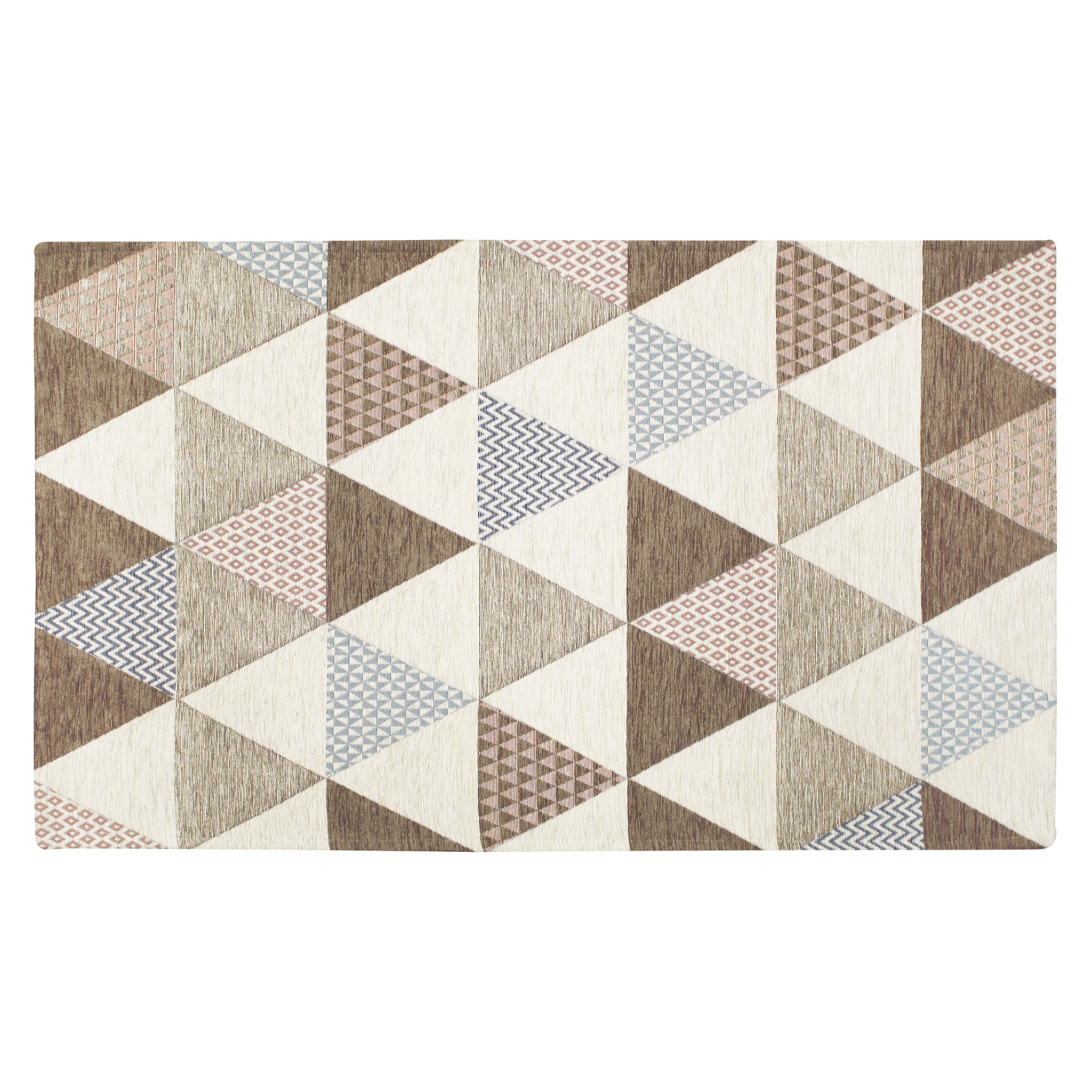 TAPPETO ARREDO DIS. TRIANGOLI FANGO 160X240 CM CON ANTISCIVOLO