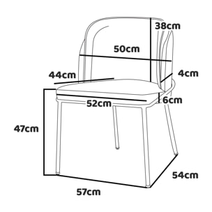 Thun Boucle - Coppia di poltroncine di design in metallo, seduta in tessuto bouclÃ© e schienale in letherette