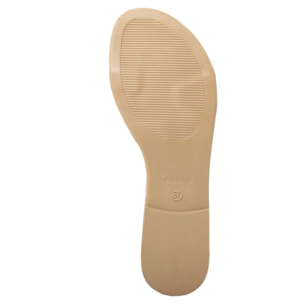 Sandali Flat Made in Italy in pelle colore Argentato, Altezza tacco 1,2 cm