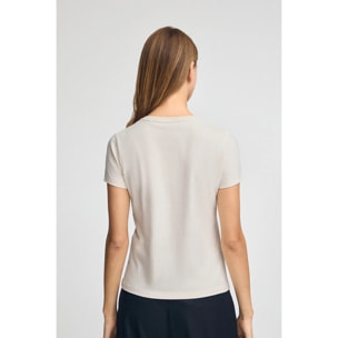 Camiseta color crudo de manga corta con brillantes Polo Club