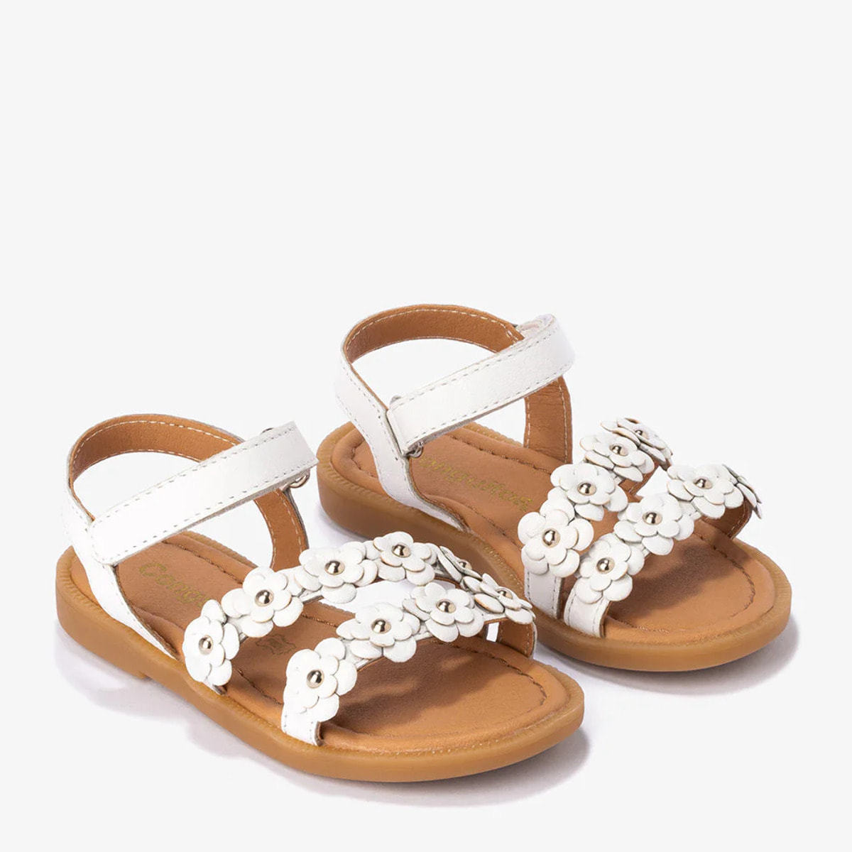 Sandalias niña flores blancas Napa
