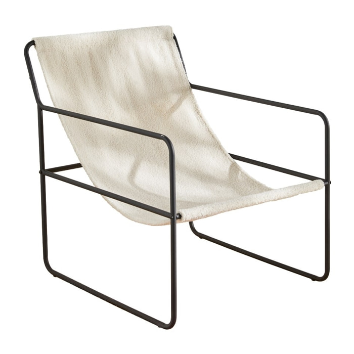 Fauteuil chilienne bouclette uni RETRO MOOD ecru