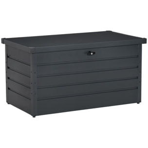 Arcón Exterior Capacidad 311L Baúl de Almacenaje de Acero con Cerradura Llave Pistones Neumáticos para Jardín Terraza Patio 120x62x62 cm Gris Oscuro