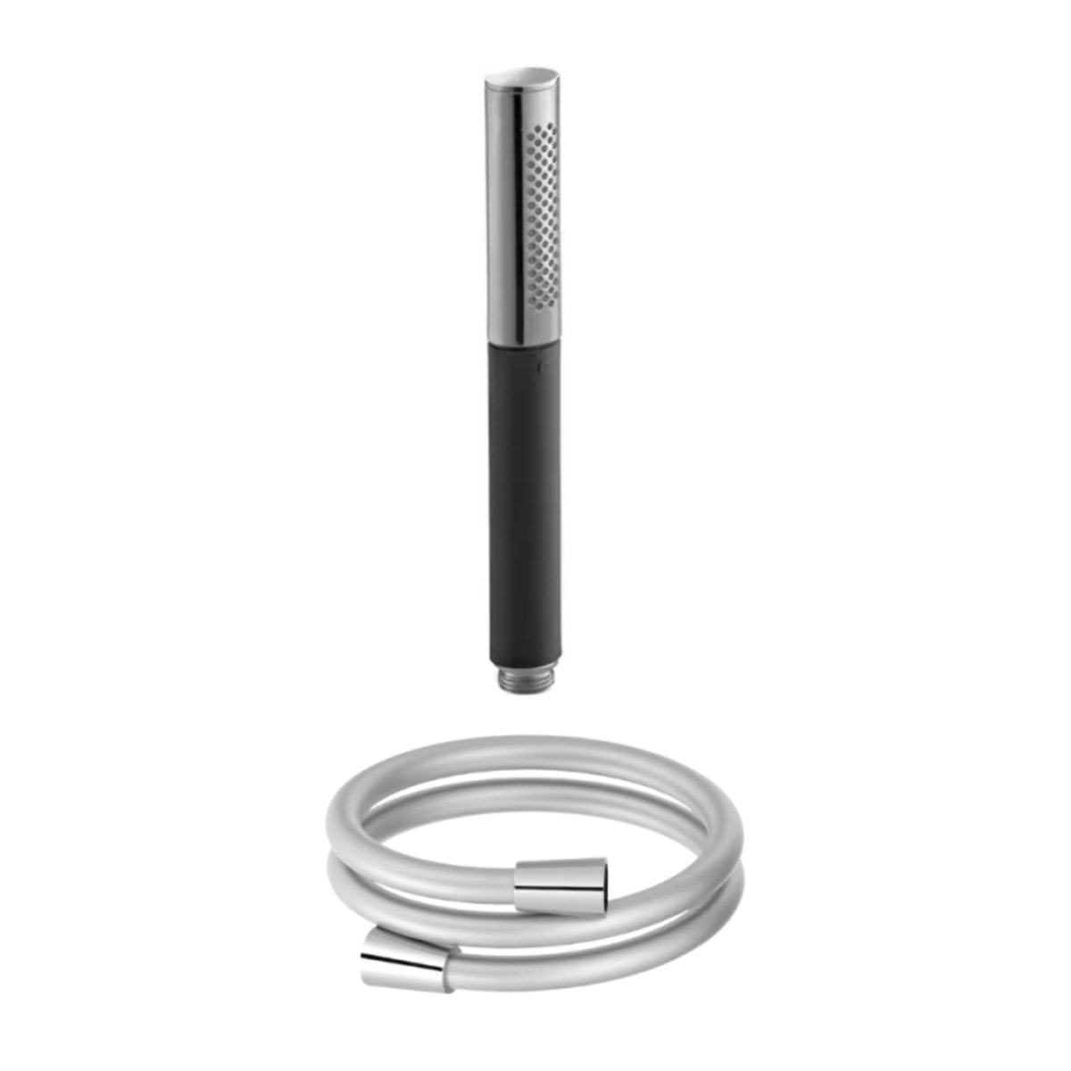 Pommeau de douche 2 jets Shift Ellipse noir et chrome + flexible de douche lisse anti-torsion 160 cm Chrome