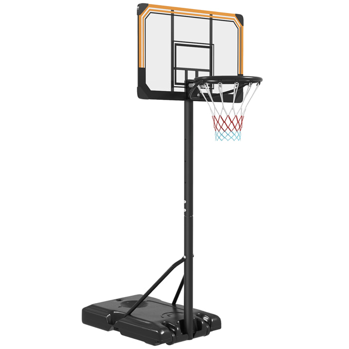 Canasta de Baloncesto de Exterior con Altura Ajustable 235-264 cm Aro de Baloncesto con Soporte Canasta de Baloncesto con Ruedas Base Rellenable Negro
