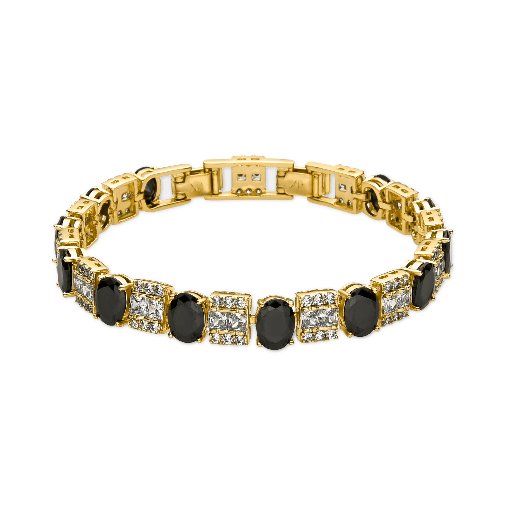 Pulsera con Circonita Onix acabado oro 18k