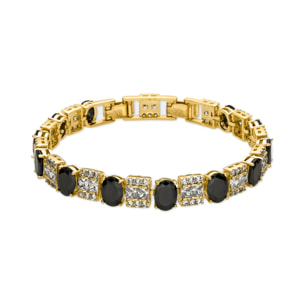 Pulsera con Circonita Onix acabado oro 18k