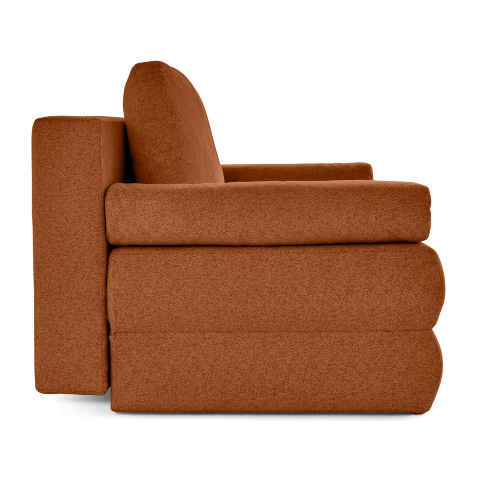 Nora - canapé 3 places convertible avec coffre en tissu texturé - Terracotta