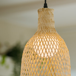 Forlight Riba - Lámpara Colgante De Techo De Ratán Natural - Lámpara De Techo Moderna De E