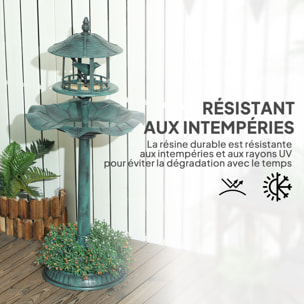 Bain d'oiseaux abreuvoir pour oiseaux jardinière 3 en 1 dim. Ø 50 x 113H cm polypropylène vert antique