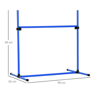 Set de Entrenamiento de Agilidad para Perros Mascotas 4 Piezas Obstáculos Vallas de Salto con Altura Ajustable y Bolsa de Transporte para Exteriores 99x65x94 cm Azul