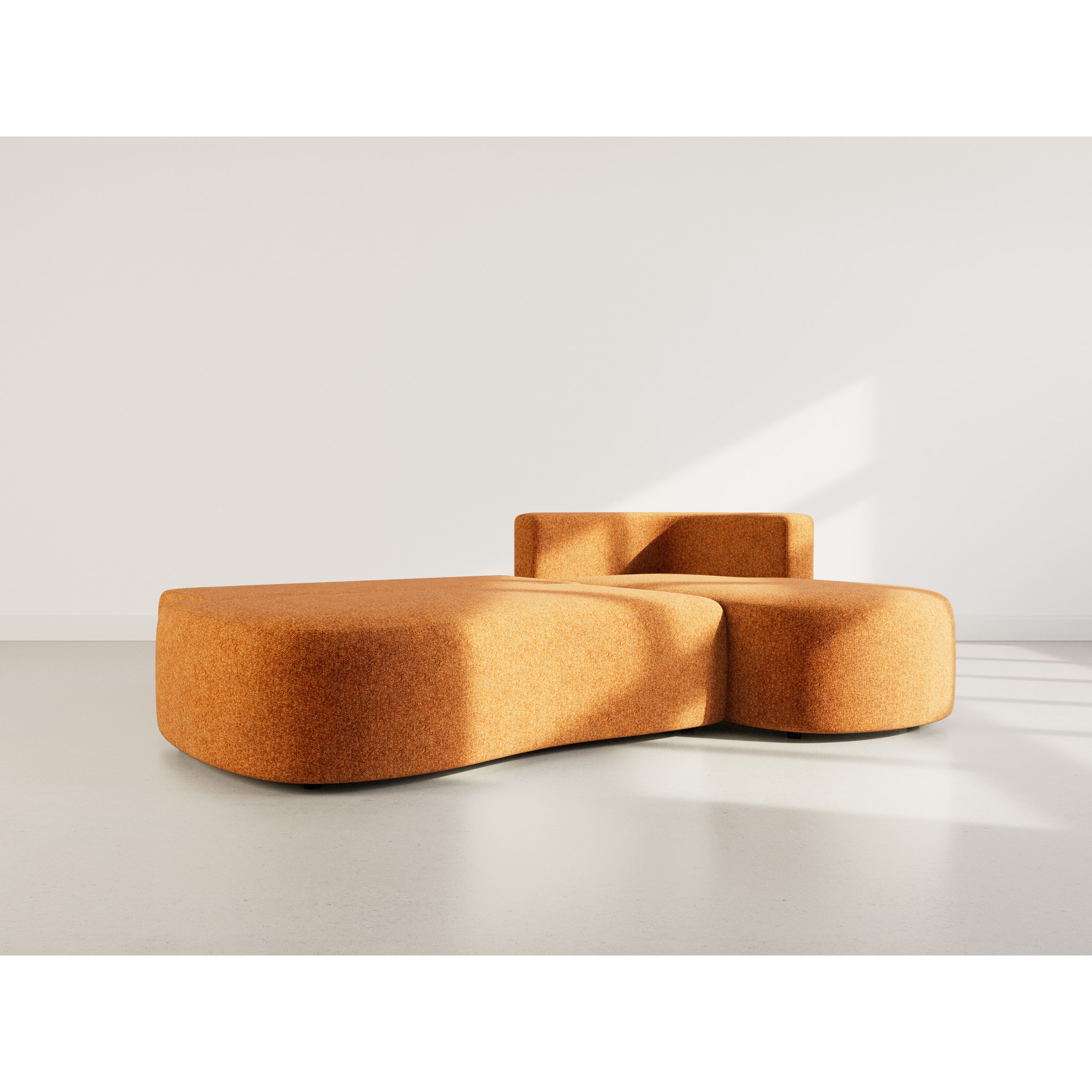 Mahina - canapé d'angle droit 4 places convertible avec coffre en tissu texturé - Terracotta