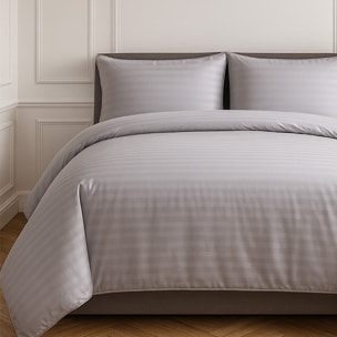 Parure Housse De Couette Uni 100% Satin de Coton - Sati - Gris Clair