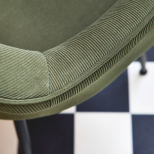 Fauteuil velours côtelé et pieds métal (lot de 2) SHELLA