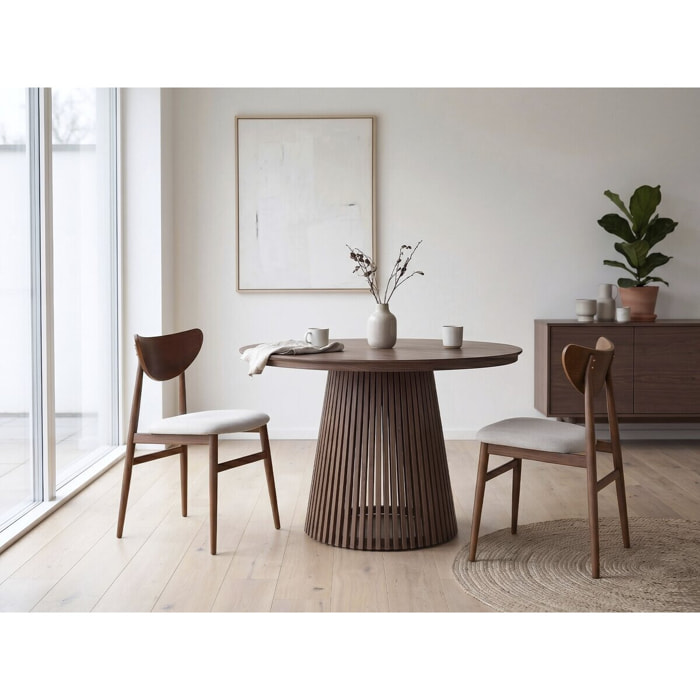 Lot de 2 chaises de salle a manger style scandinave en bois "Lumbra" - Marron