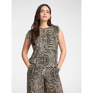 Elena Mirò - Top asimétrico estampado - Negro