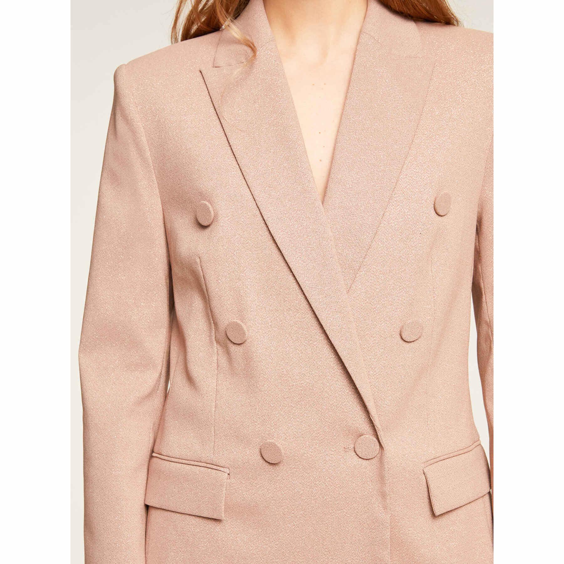 Motivi - Chaqueta blazer de doble abotonadura lúrex - Beige