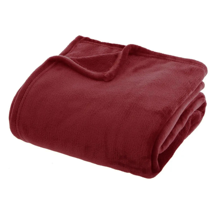 Plaid flanelle Ollis rouge grenat 230x180cm