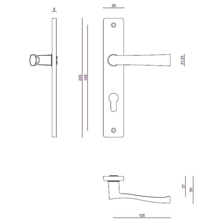 Ensemble FLEX VACHETTE entr.195 mm Chrome satin Clé i - 206336