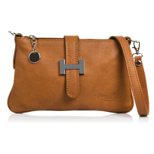 FIRENZE ARTEGIANI Borsa a Mano da Donna Allerona. Vera Pelle Dollaro Made in Italy 24x2x14 Cm. Colore: pelle