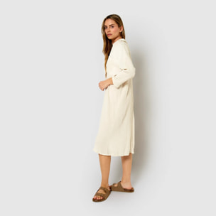 Vestido midi algodón lino natural