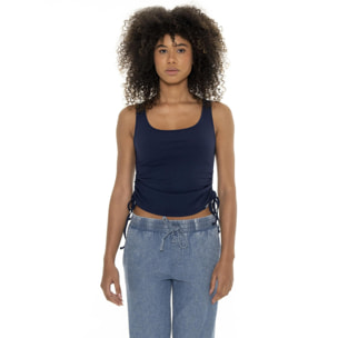 Canotta da donna in costina con laccetti Leone Fancy Stripes