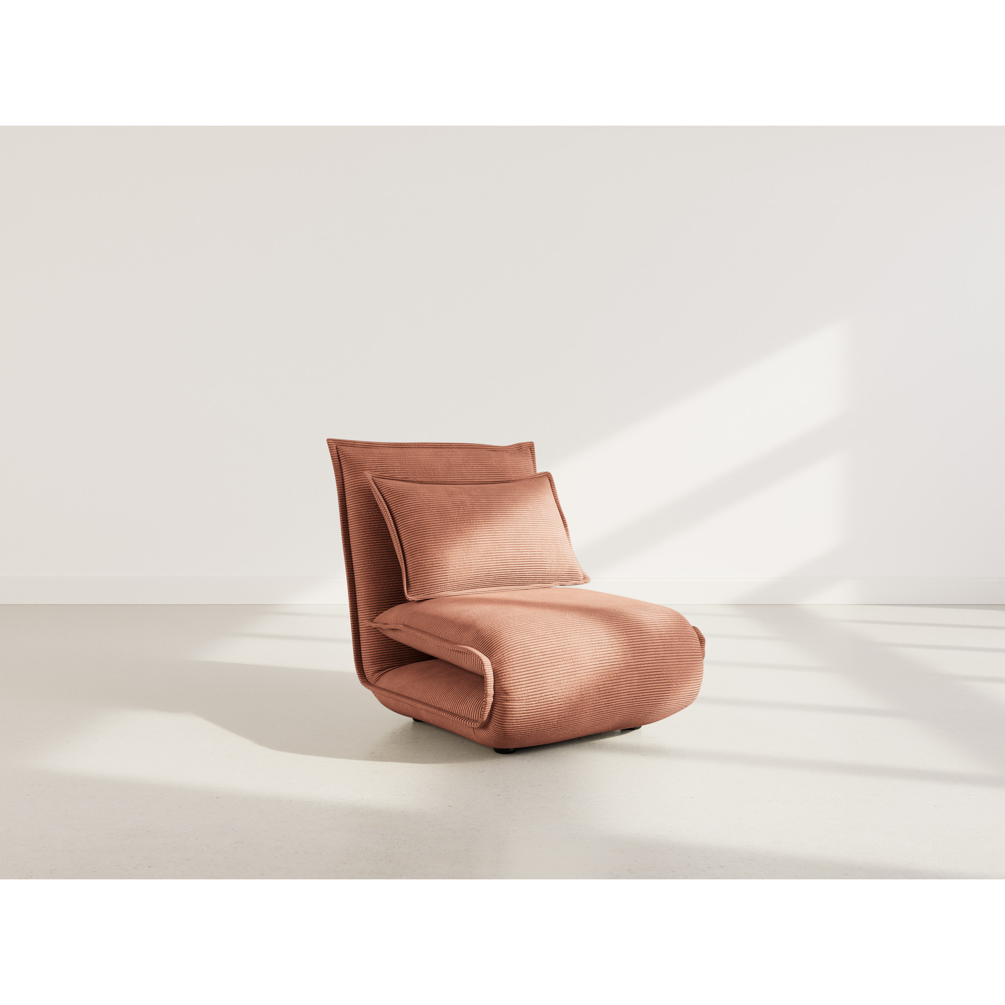 Candice - Banquette 1 place convertible clic-clac en velours côtelé - Terracotta