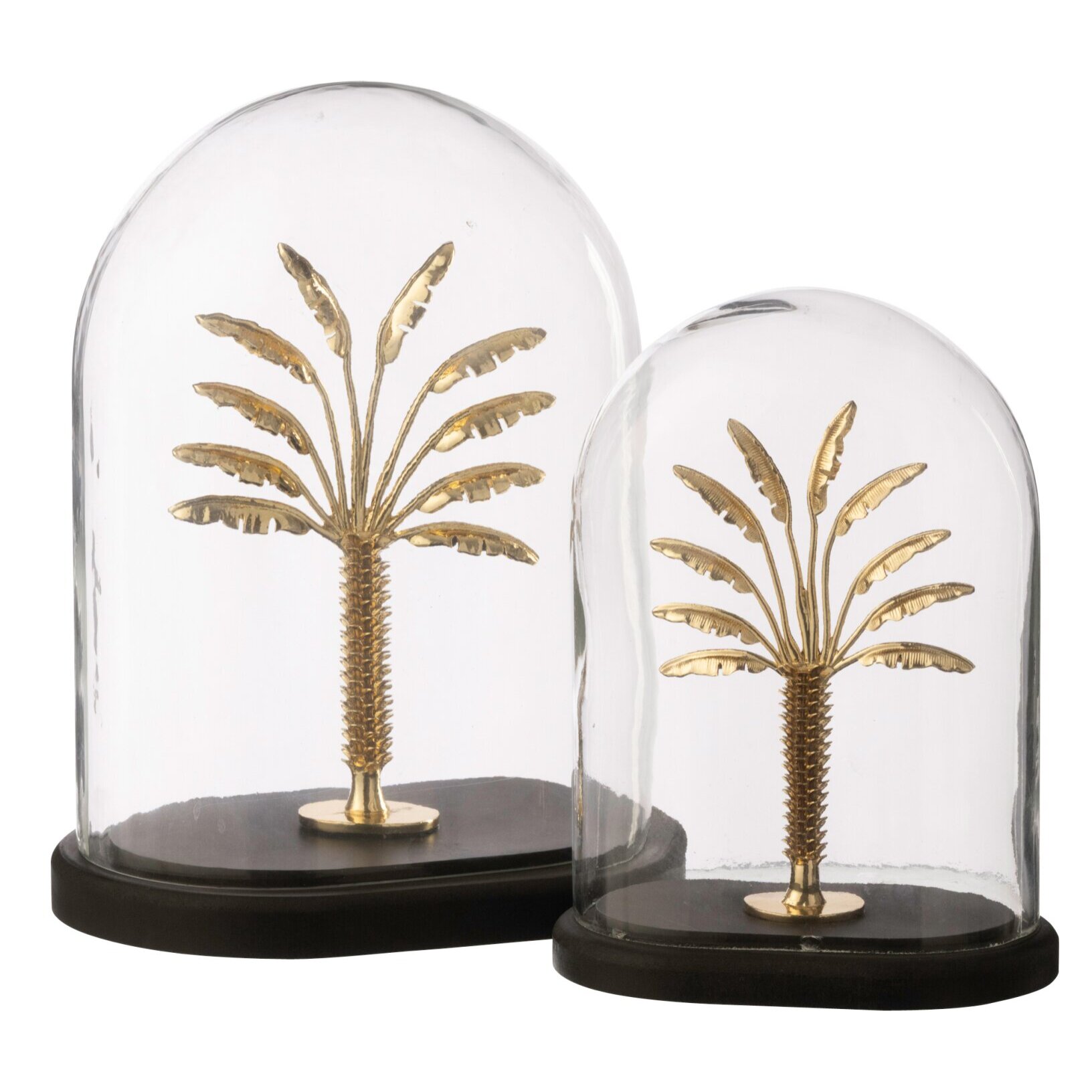 J-Line Cloche décorative Palm Tree - verre - doré/noir - large