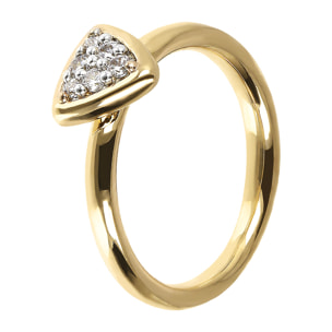 Anello da Falange Fedina con Triangolo Pavé in Cubic Zirconia Placcato Oro Giallo 18kt