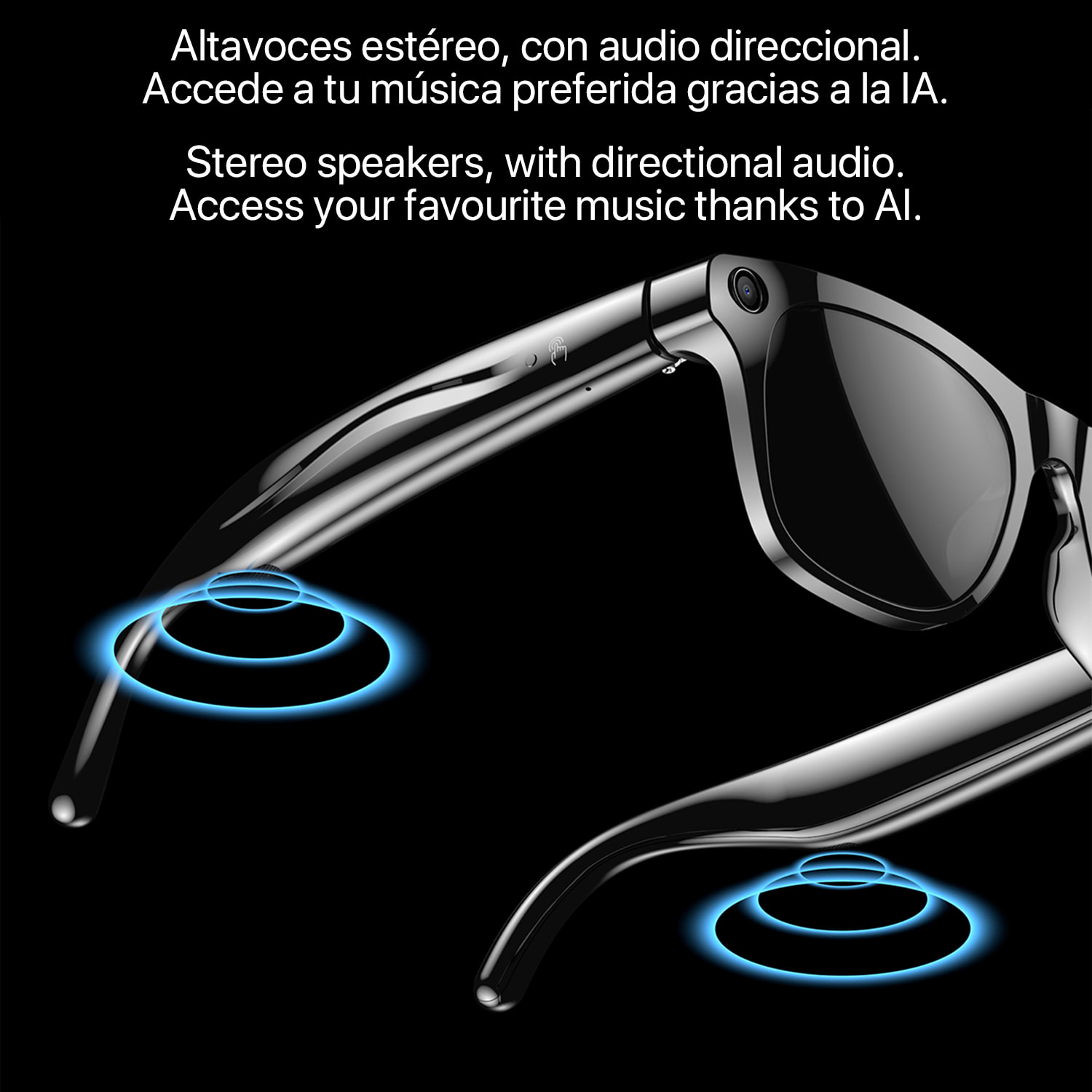 Occhiali intelligenti XK OEN, fotocamera integrata, controllo musicale, intelligenza artificiale, traduzione di lingue in tempo reale.