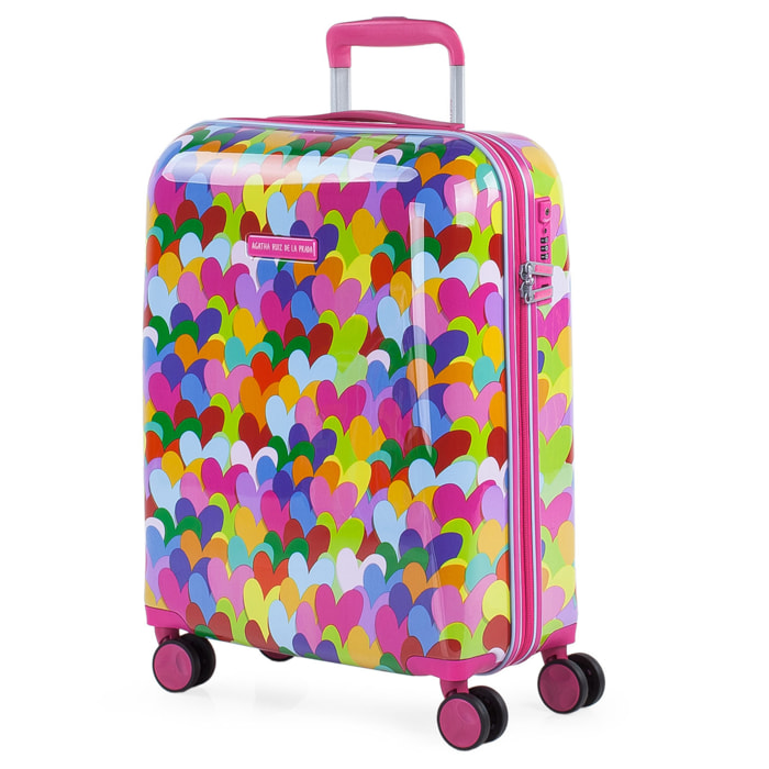 Maleta Cabina Agatha Ruiz De La Prada Corazones Fucsia