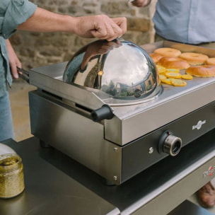 Plancha électrique KRAMPOUZ PFSR2AA-KR Noire Inox 2 brûleurs à poser, 64x33 cm