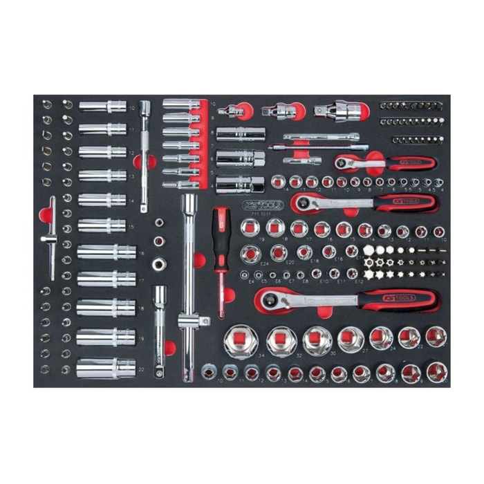 Module de douilles et accessoires 1/4'',3/8', 1/2'' KSTOOLS - 175 pièces - 711.1011