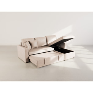 Cyrus - Canapé d'angle réversible 4 places - convertible avec coffre - en simili - Beige