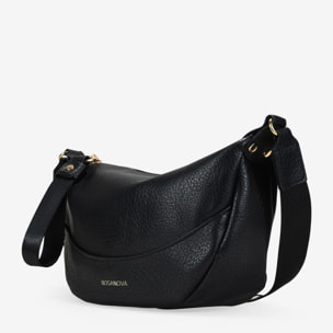 Bolso bandolera negro con asa de algodón étnica