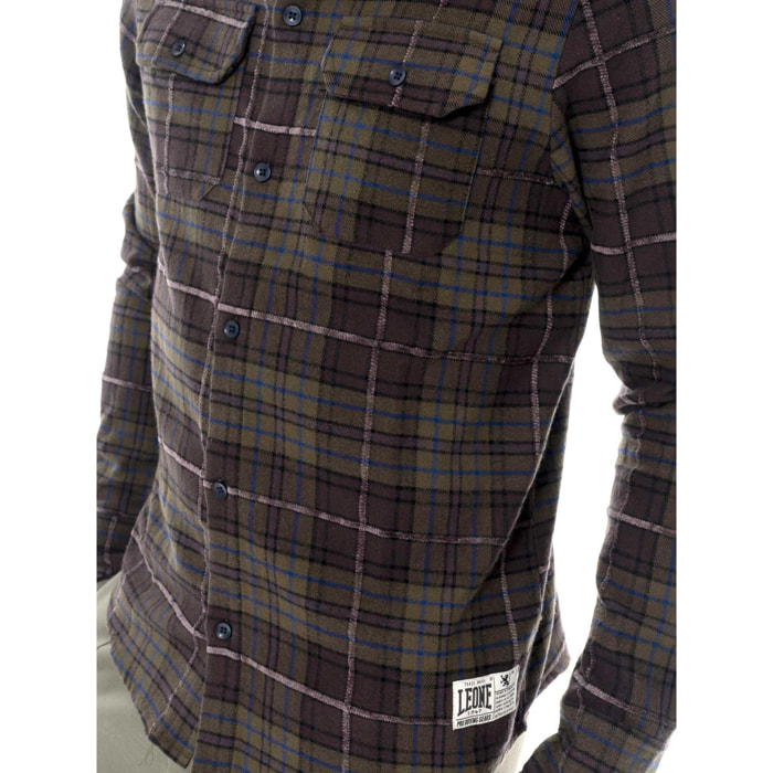 Camisa de franela con estampado de logo para hombre, Leone 1947 Vintage Dept.