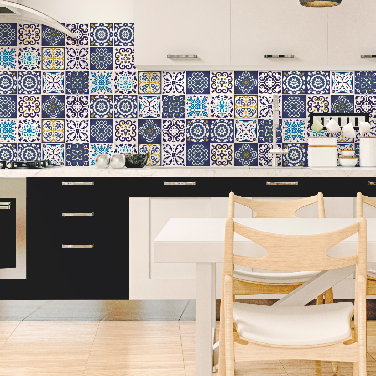 Stickers muraux - Sticker Mural Carrelage adhésif Cuisine Salle de Bain - 12 STICKERS CARRELAGES AZULEJOS JANEIRO