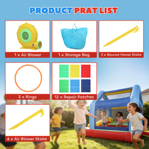 Castillo Hinchable para Niños con Soplador, Castillo Hinchable con Tobogán, Cama Elástica, Piscina de Pelotas, Juego de Aros, Toldo y Bolsa de Transporte, Interior y Exterior, 290x230x200 cm