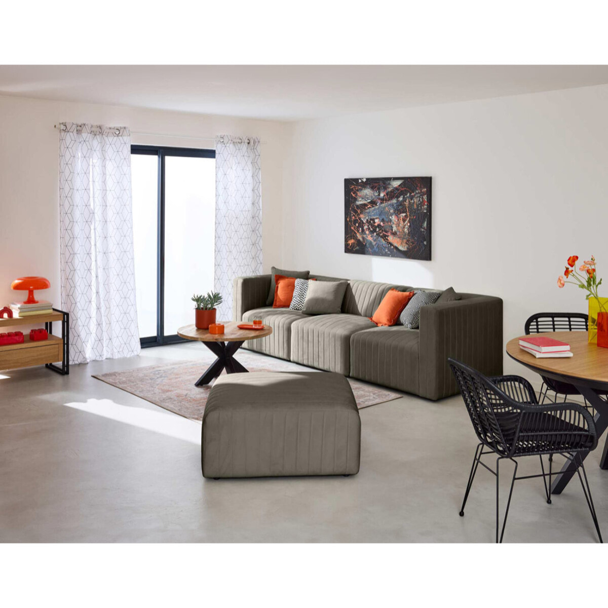 Nova - canapé modulable 3 places - en velours - Gris