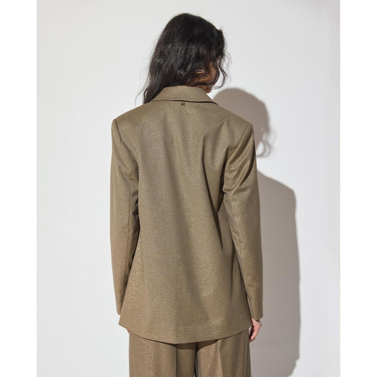 Tessuto lurex pied de poule americano con applicazioni