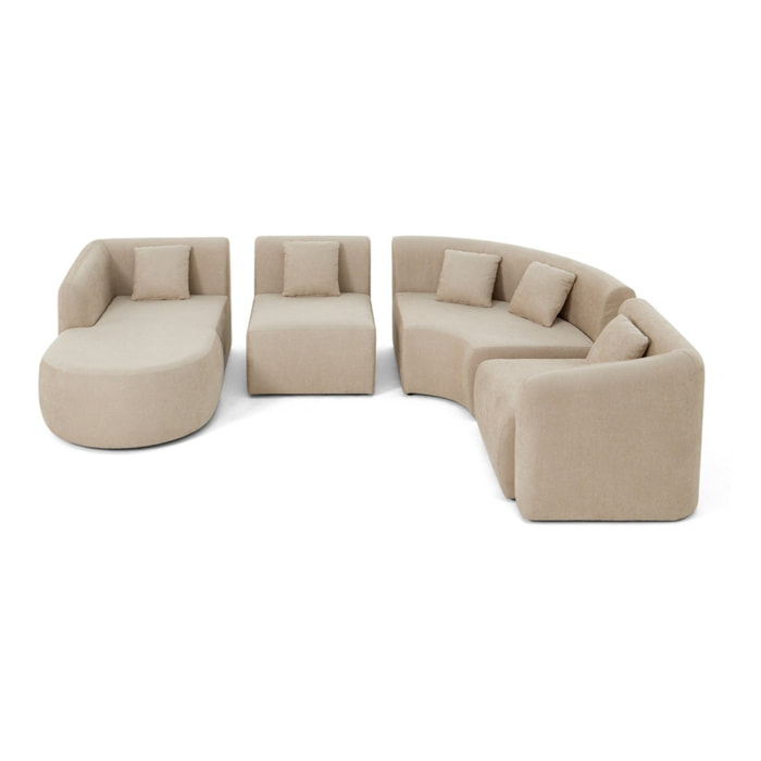 Ikare - canapé modulable d'angle gauche - 5 places - avec méridienne - en tissu - Beige