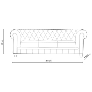 Sofá Chester 3 plazas símil piel Negro
