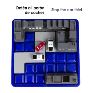 Sfida Cops e Caco, ferma il ladro d'auto. 60 sfide per bambini. Gioco di sviluppo mentale.