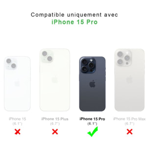 Coque iPhone 15 Pro Antichoc Silicone bords renforcés + 2 Vitres en verre trempé Protection écran