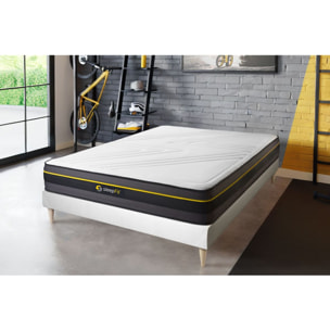 Ensemble - Matelas Mémoire de forme 24cm d'épaisseur - 5 zones de confort - Confort ferme - Sommier tapissier en kit - 1 place