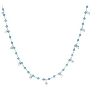 Collana Girocollo Rosario con Howlite Turchese e Ciondoli Argentati