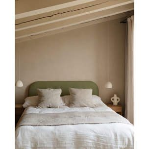 Tête de lit déhoussable en velours côtelé vert en différentes tailles