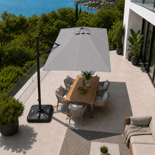 Parasol rectangulaire 2x3m déporté rotatif gris OTA