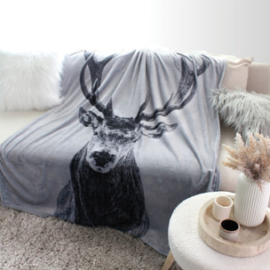 Plaid flanelle imprimé doux - Gris Foncé